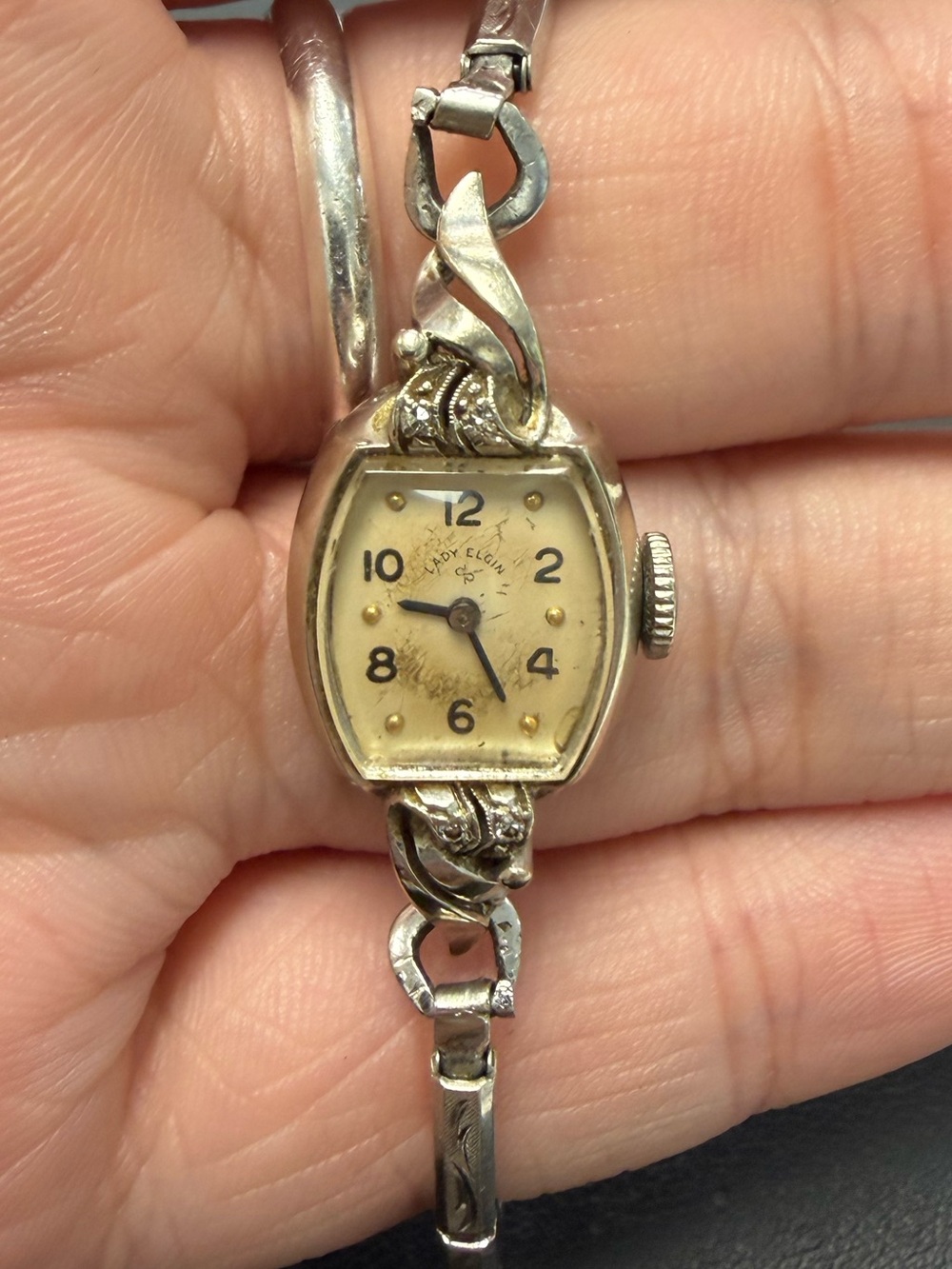Vintage 14k White Gold Lady Elgin “BIGGS” Watch